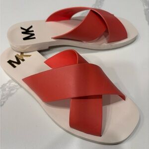 Michael Kors Red and Cream Slide Sandals